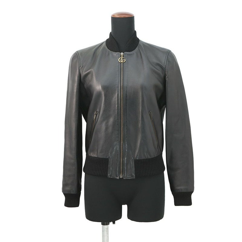 グッチ ジャケット レザー ブルゾン レディースサイズ36 GUCCI アウター 黒