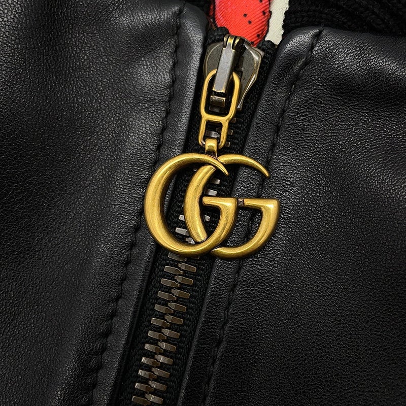 グッチ ジャケット レザー ブルゾン レディースサイズ36 GUCCI アウター 黒