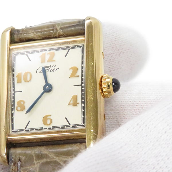 カルティエ マストタンク SM ヴェルメイユ W1008354 Cartier クォーツ 腕時計 アイボリー文字盤