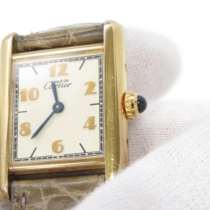 カルティエ マストタンク SM ヴェルメイユ W1008354 Cartier クォーツ 腕時計 アイボリー文字盤