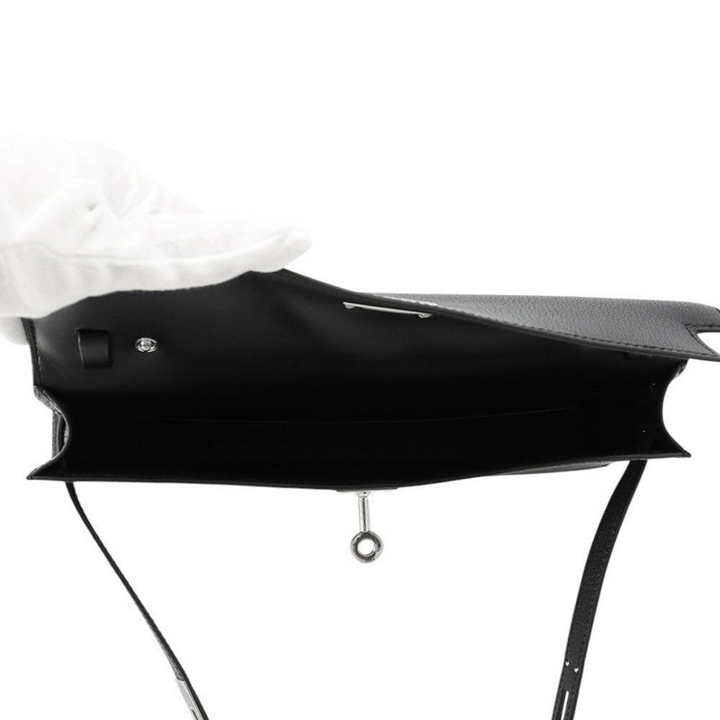 エルメス クラッチバッグ ケリーエラン ブラック/シルバー金具 シェ―ブルシャムキラ W刻印 2wayショルダー 黒