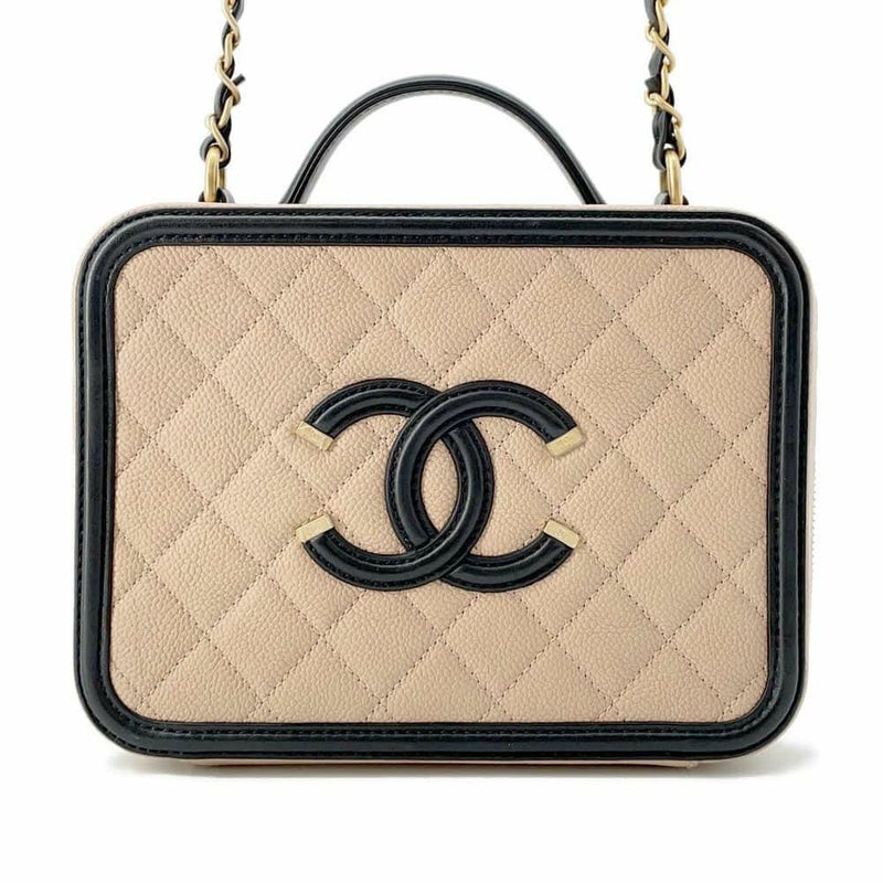 シャネル チェーンショルダーバッグ CCフィリグリー バニティ キャビアスキン A93343 CHANEL 黒