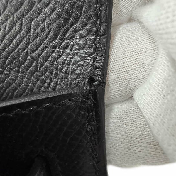 エルメス ハンドバッグ ケリー25 外縫い ブラック/シルバー金具 エプソン W刻印 2wayショルダー 黒