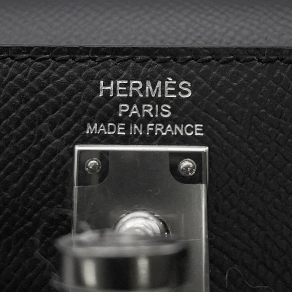 エルメス ハンドバッグ ケリー25 外縫い ブラック/シルバー金具 エプソン W刻印 2wayショルダー 黒