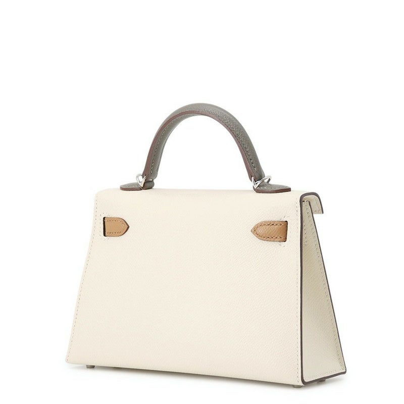 エルメス ミニケリー2 外縫い トリコロール ナタ/チャイ/グリアスファルト/シルバー金具 エプソン U刻印 2wayショルダー