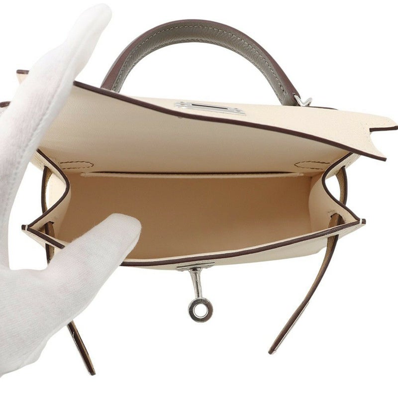 エルメス ミニケリー2 外縫い トリコロール ナタ/チャイ/グリアスファルト/シルバー金具 エプソン U刻印 2wayショルダー