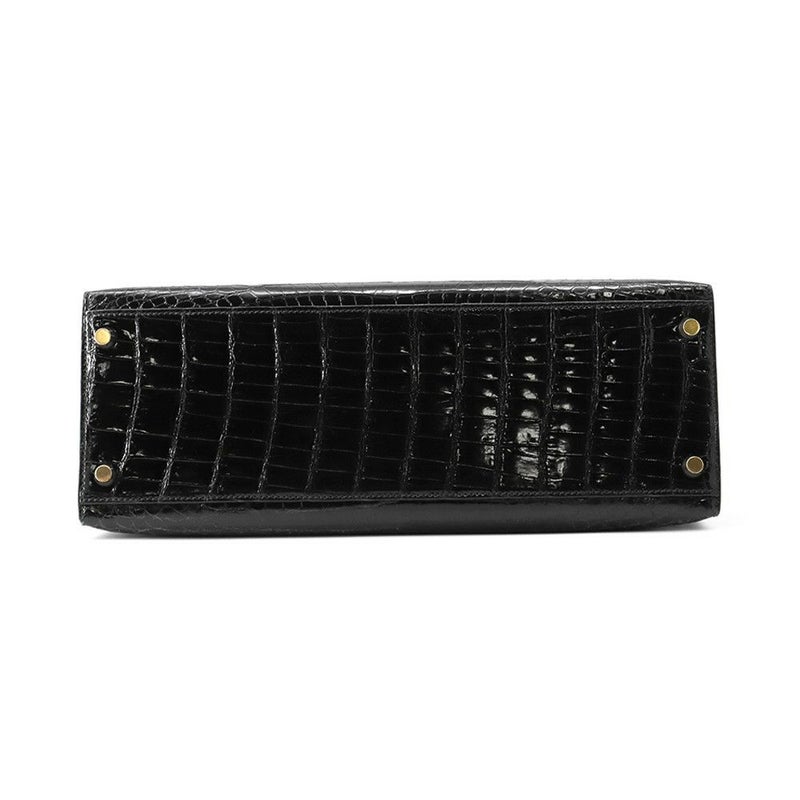 エルメス ハンドバッグ ケリー32 外縫い ブラック/ゴールド金具 ポロサスシャイン □E刻印 2wayショルダー 黒