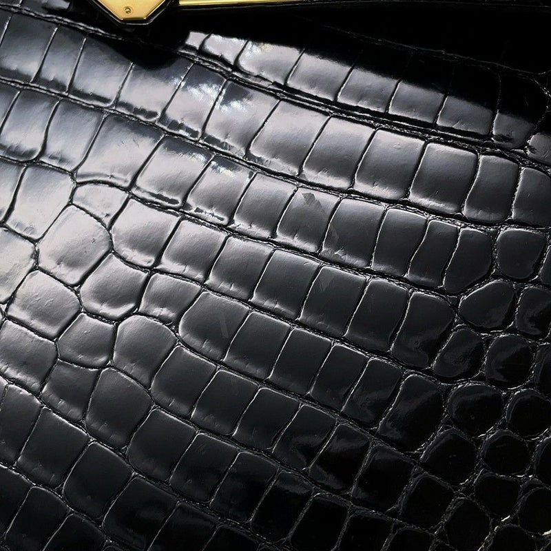 エルメス ハンドバッグ ケリー32 外縫い ブラック/ゴールド金具 ポロサスシャイン □E刻印 2wayショルダー 黒