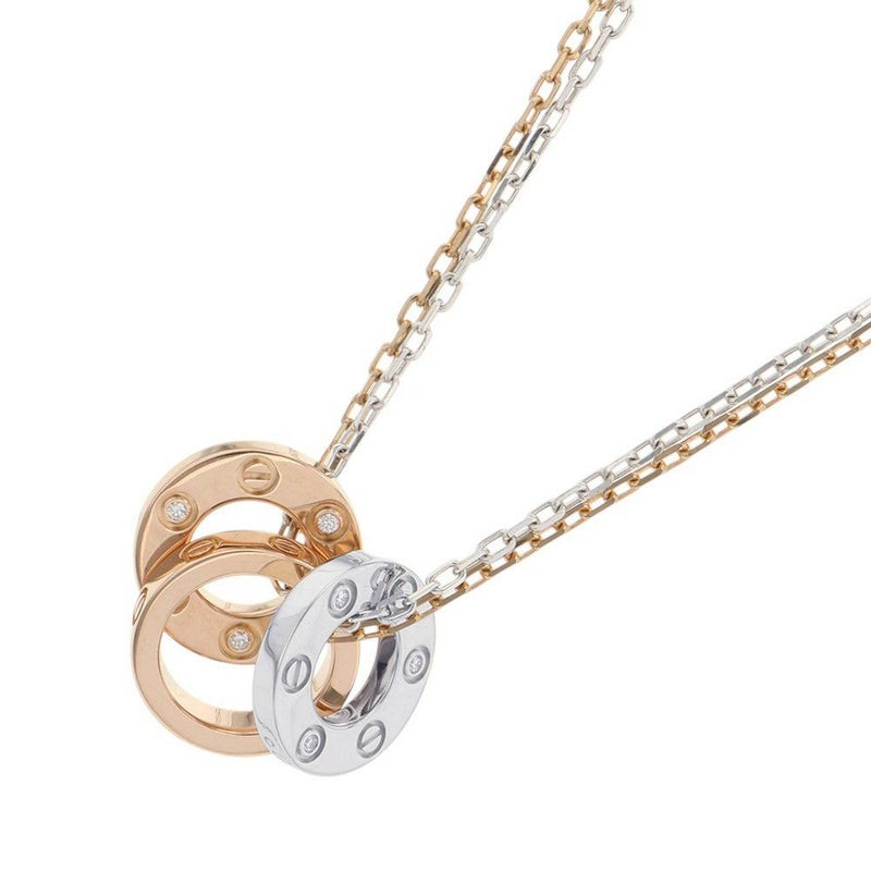 カルティエ ネックレス LOVE ネックレス ダイヤモンド 6P 計0.01ct K18PG/K18WG B7219700 ラブサークル スリーフープ ペンダント