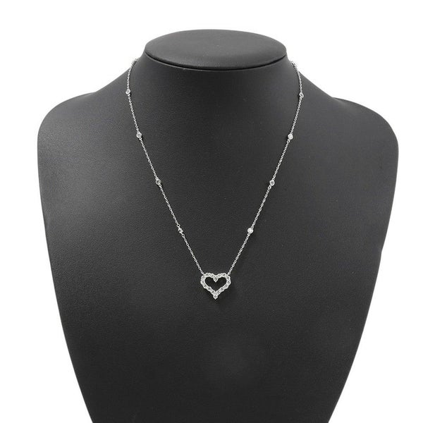 ティファニー ネックレス センチメンタル ハート バイ ザ ヤード ペンダント ダイヤモンド Pt950プラチナ Tiffany&Co.