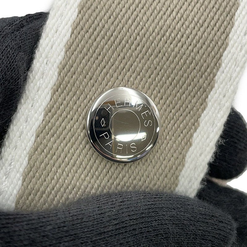 エルメス ポーチ ブリッド・ア・ブラックPM ベージュ/シルバー金具 キャンバス HERMES バッグ 小物入れ