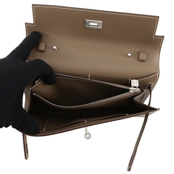 エルメス ケリーウォレット ロング トゥーゴー エトゥープ/シルバー金具 エプソン K刻印 財布