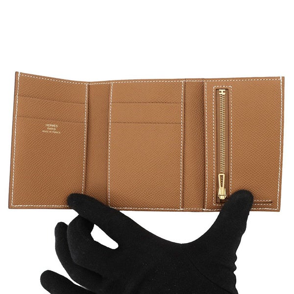 エルメス 三つ折り財布 ベアン コンビネ ゴールド/ゴールド金具 エプソン W刻印 HERMES 財布