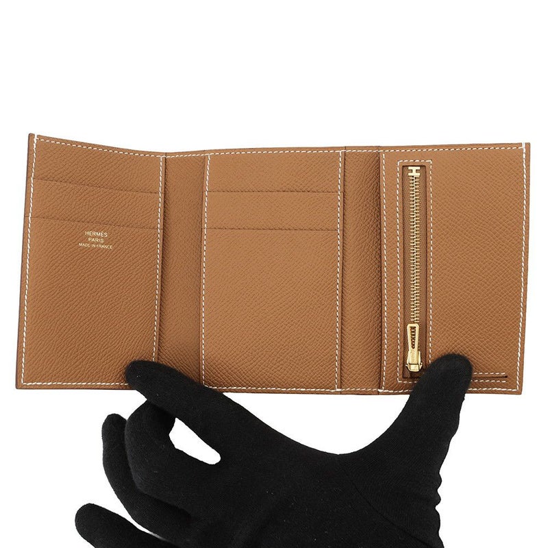エルメス 三つ折り財布 ベアン コンビネ ゴールド/ゴールド金具 エプソン W刻印 HERMES 財布