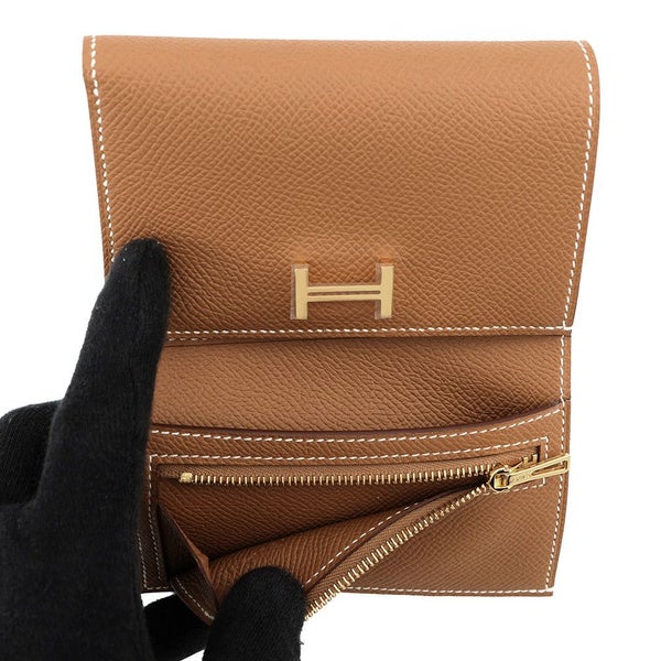 エルメス 三つ折り財布 ベアン コンビネ ゴールド/ゴールド金具 エプソン W刻印 HERMES 財布
