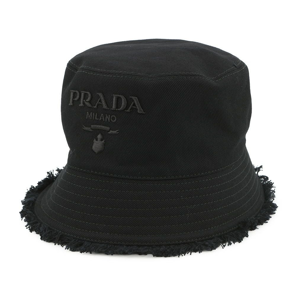 プラダ PRADA ドリルハット プラダ ハット ドリル ロゴ フリンジ コットン サイズS PRADA 帽子