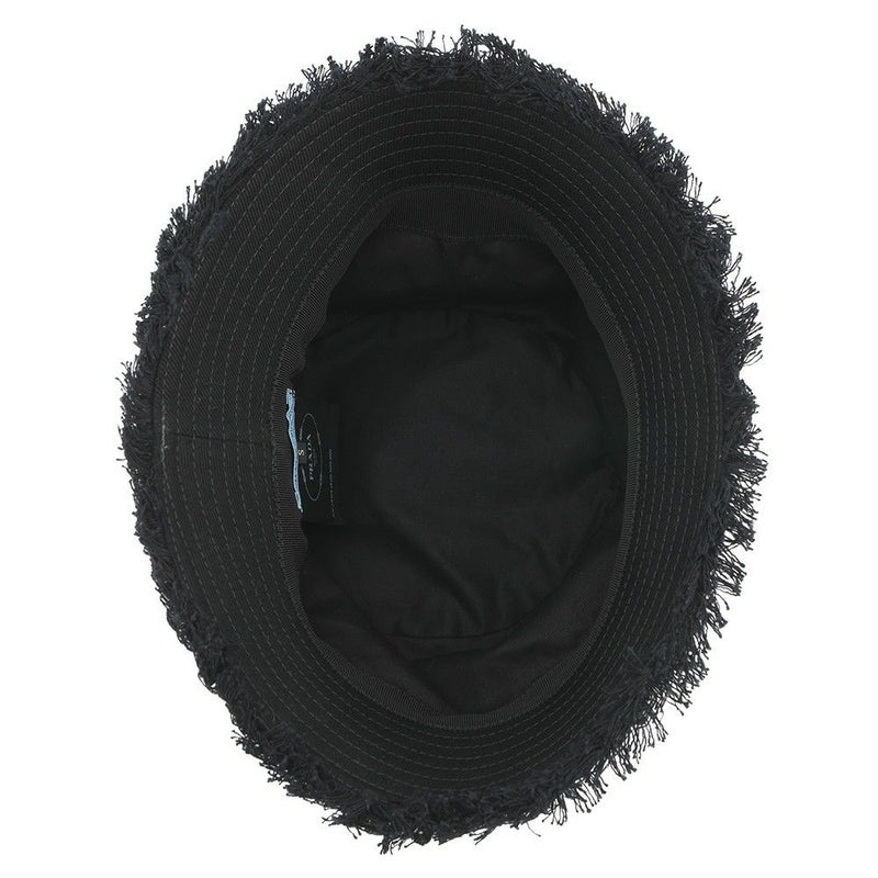 プラダ ハット ドリル ロゴ フリンジ コットン  サイズS PRADA 帽子 バケットハット 黒