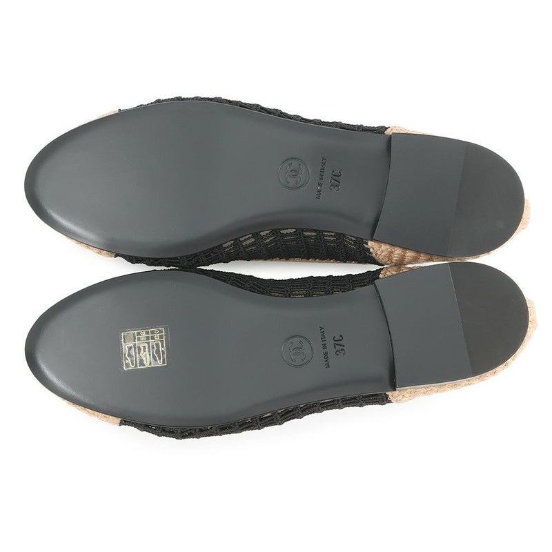 シャネル パンプス バレリーナ フラット ラフィア G38986 レディースサイズ36 G46352 CHANEL 2025春夏 黒
