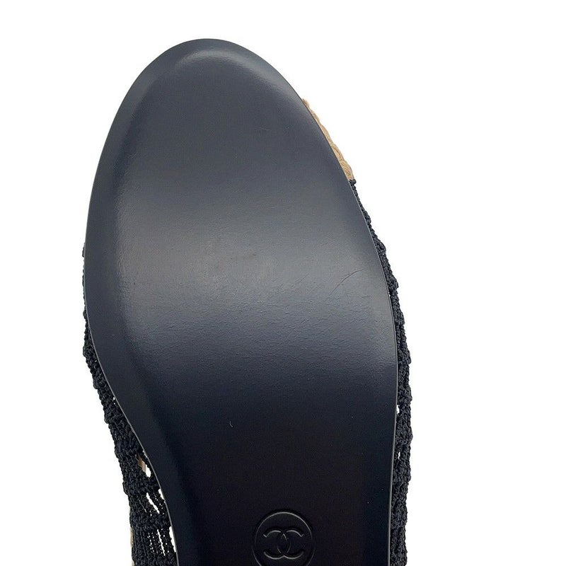 シャネル パンプス バレリーナ フラット ラフィア G38986 レディースサイズ36 G46352 CHANEL 2025春夏 黒