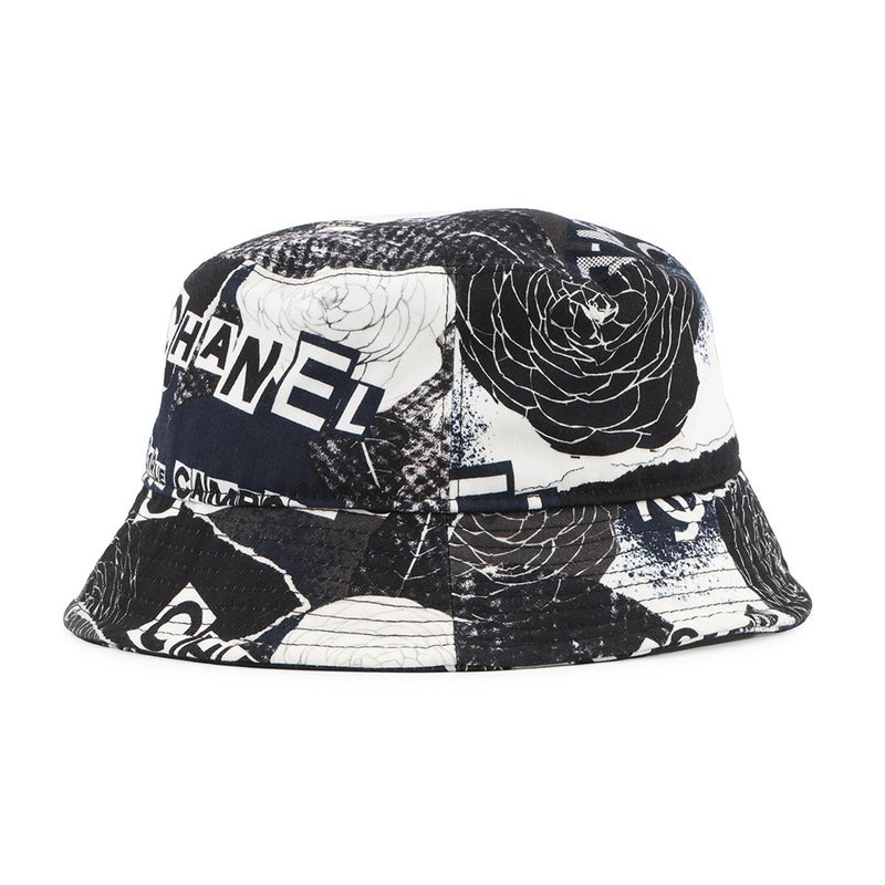 シャネル ハット カメリヤ ココマーク ロゴ コットン サイズM CHANEL 帽子 黒