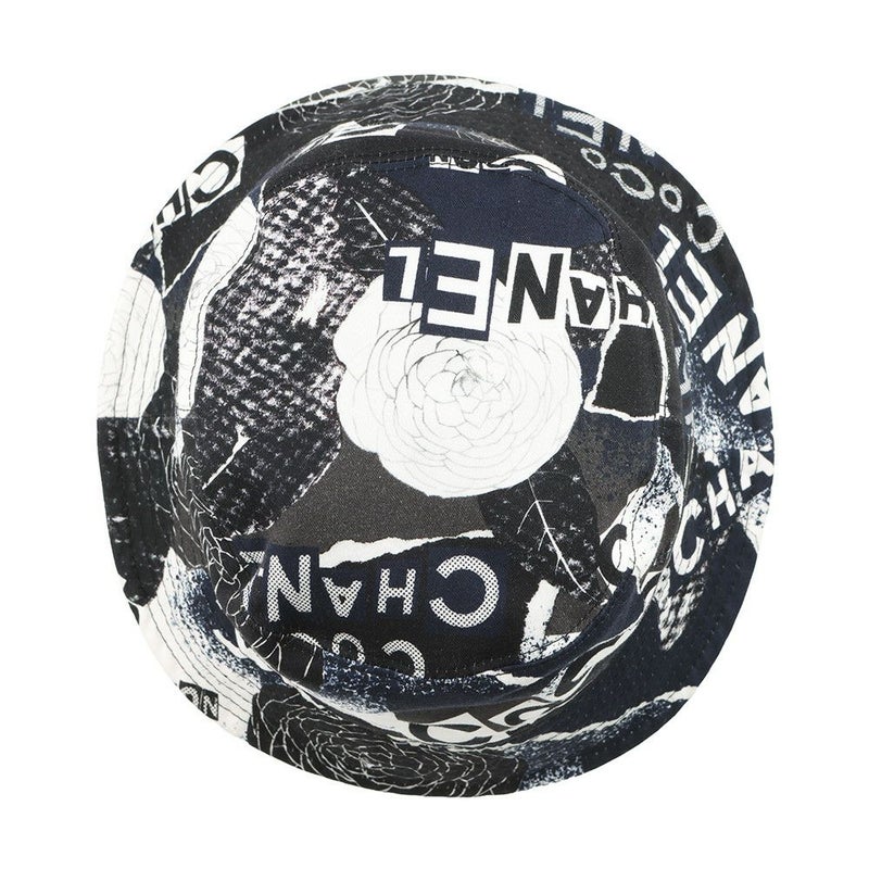 シャネル ハット カメリヤ ココマーク ロゴ コットン サイズM CHANEL 帽子 黒