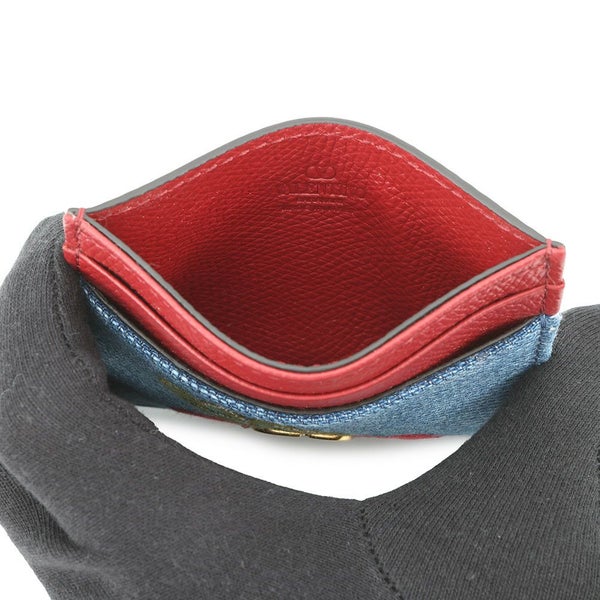 ヴァレンティノ・ガラヴァーニ カードケース Vロゴ チェリー デニム 7W2P0AJ7BRJ VALENTINO