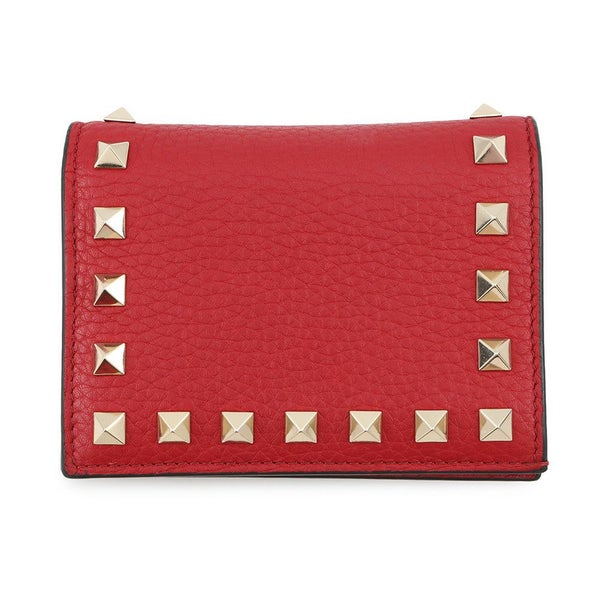 ヴァレンティノ・ガラヴァーニ 二つ折り財布 ロックスタッズ コンパクトウォレット レザー5W2P0P39VSH VALENTINO