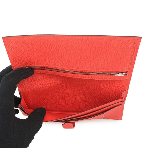 エルメス 長財布 ベアンスフレ オレンジフィールド/シルバー金具 エプソン W刻印 HERMES 財布