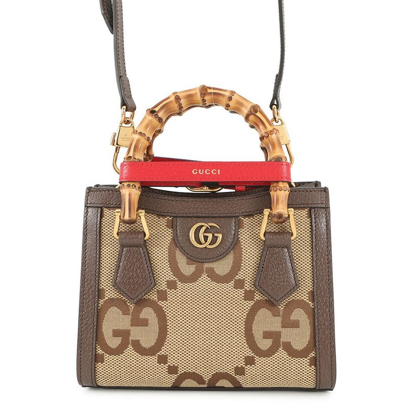 グッチ ハンドバッグ ダイアナ ミニ ジャンボGG GGキャンバス/レザー 655661 GUCCI 2wayショルダー