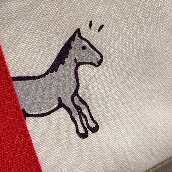 エルメス マザーズバッグ アダダ キャンバス 馬モチーフ HERMES トートバッグ ポーチ付き 白