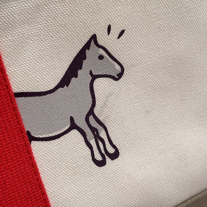 エルメス マザーズバッグ アダダ キャンバス 馬モチーフ HERMES トートバッグ ポーチ付き 白