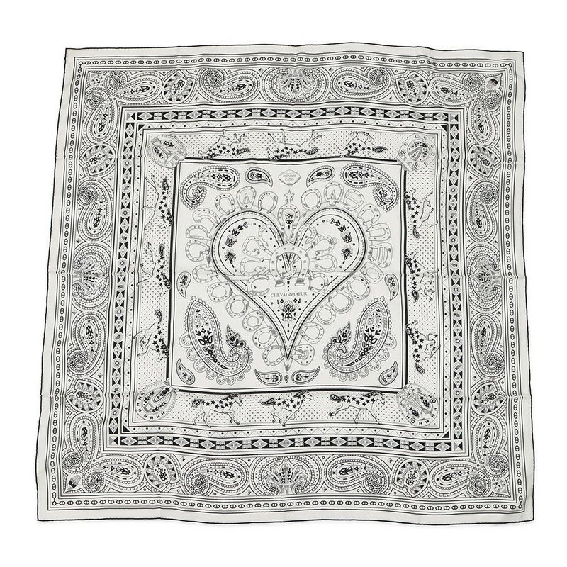 エルメス ストール カレ140 カレジェアン シュヴァル・ドゥ・クール・バンダナ CHEVAL DE COEUR BANDA