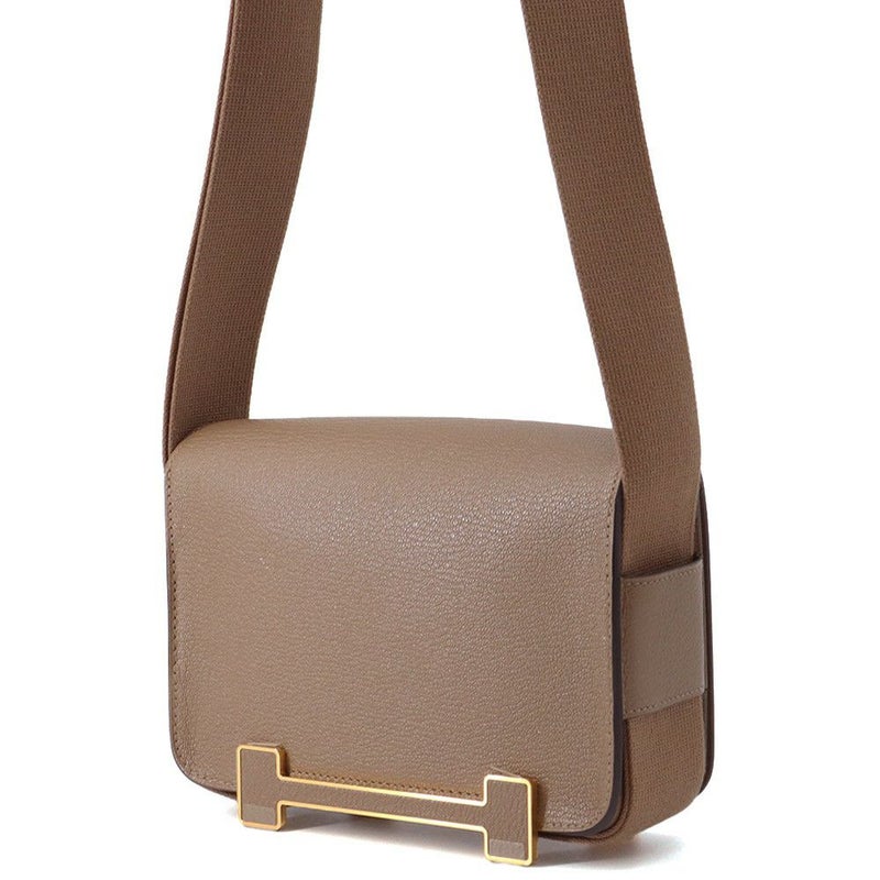 エルメス ショルダーバッグ ゲタ エトゥープ/ゴールド金具 シェブルミゾル B刻印 HERMES バッグ