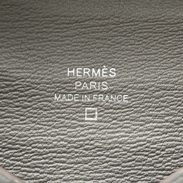 エルメス カードケース カルヴィ パールグレー アリゲーターマット B刻印 HERMES 名刺入れ