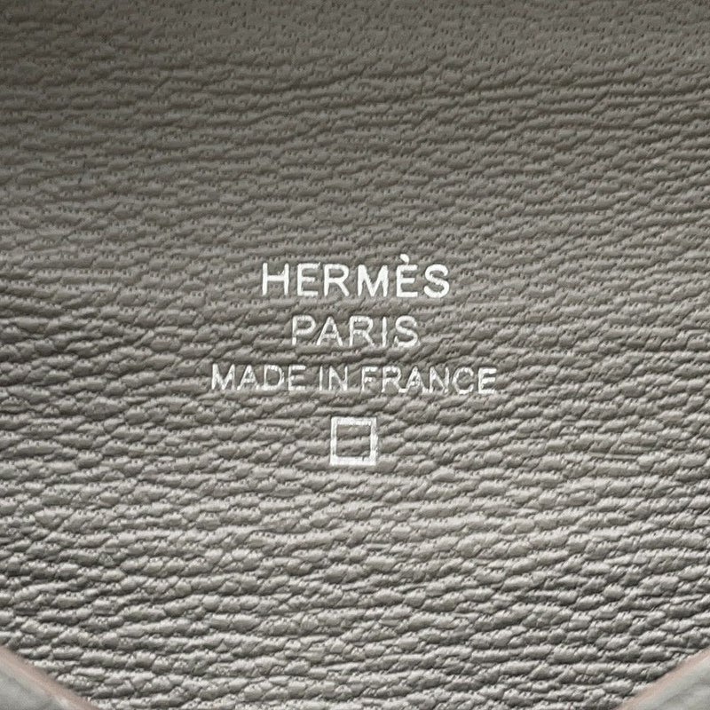 エルメス カードケース カルヴィ パールグレー アリゲーターマット B刻印 HERMES 名刺入れ