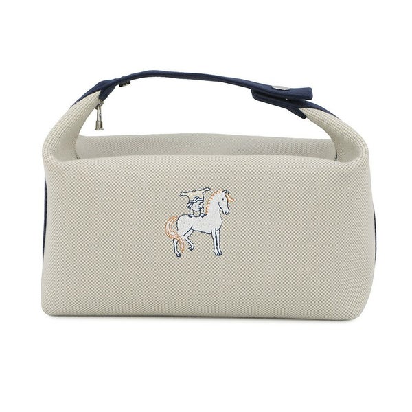 エルメス ポーチ ブリッド・ア・ブラックGM カブリオル グリスペール/シルバー金具 キャンバス HERMES