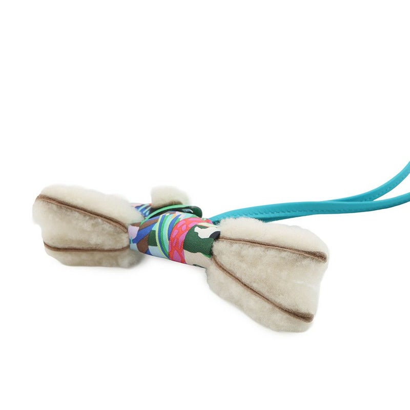 エルメス バッグチャーム バディ アロハ ブルーイドラ/ヴェールコミック ラムスキン/ムートン B刻印