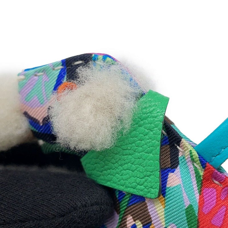 エルメス バッグチャーム バディ アロハ ブルーイドラ/ヴェールコミック ラムスキン/ムートン B刻印