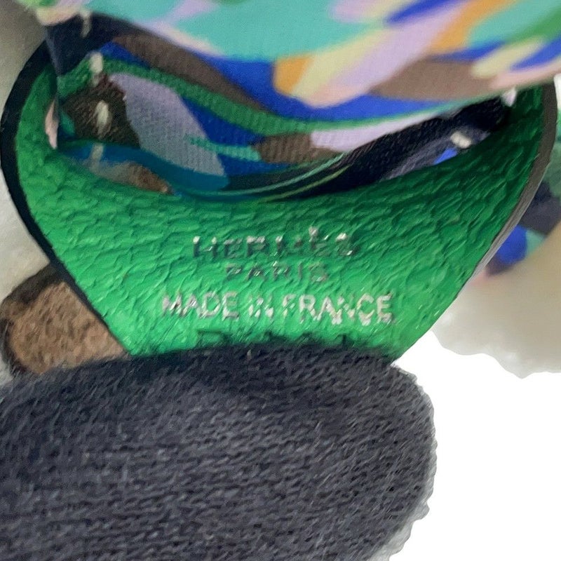 エルメス バッグチャーム バディ アロハ ブルーイドラ/ヴェールコミック ラムスキン/ムートン B刻印