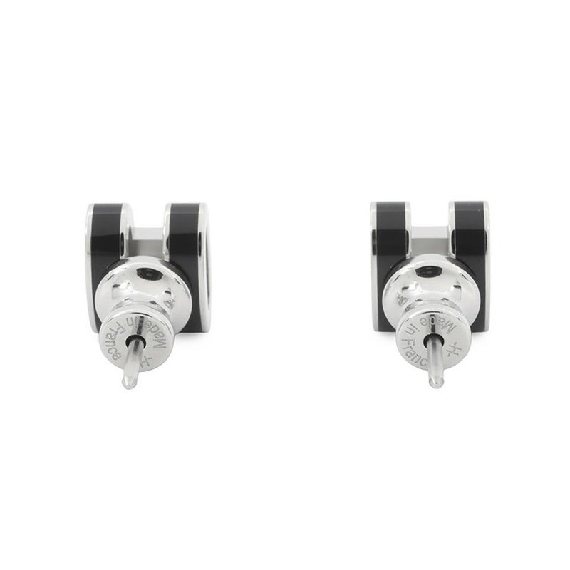 エルメス ピアス ミニ・ポップアッシュ ブラック/シルバー金具 Hモチーフ HERMES Pop H ポップH 黒