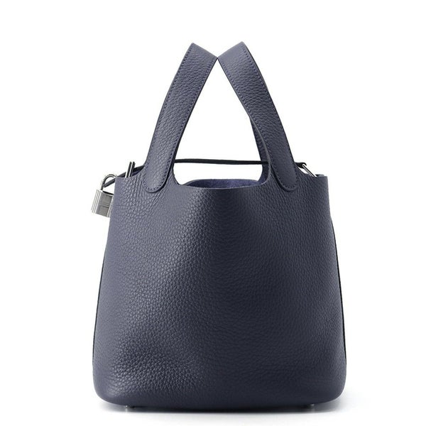 エルメス ハンドバッグ ピコタンロックPM ブルーニュイ/シルバー金具 トリヨンクレマンス K刻印