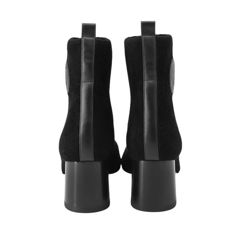 エルメス ショートブーツ ジェナ60 ニットシュニ―ル/カーフレザー レディースサイズ37 HERMES 靴 黒