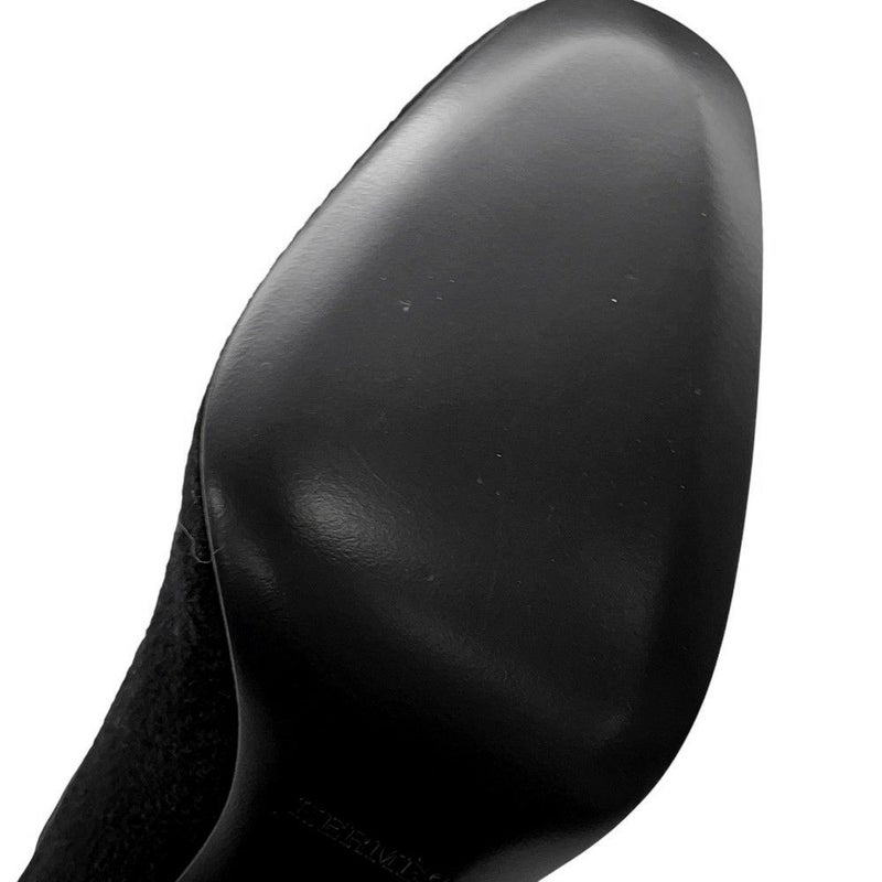 エルメス ショートブーツ ジェナ60 ニットシュニ―ル/カーフレザー レディースサイズ37 HERMES 靴 黒