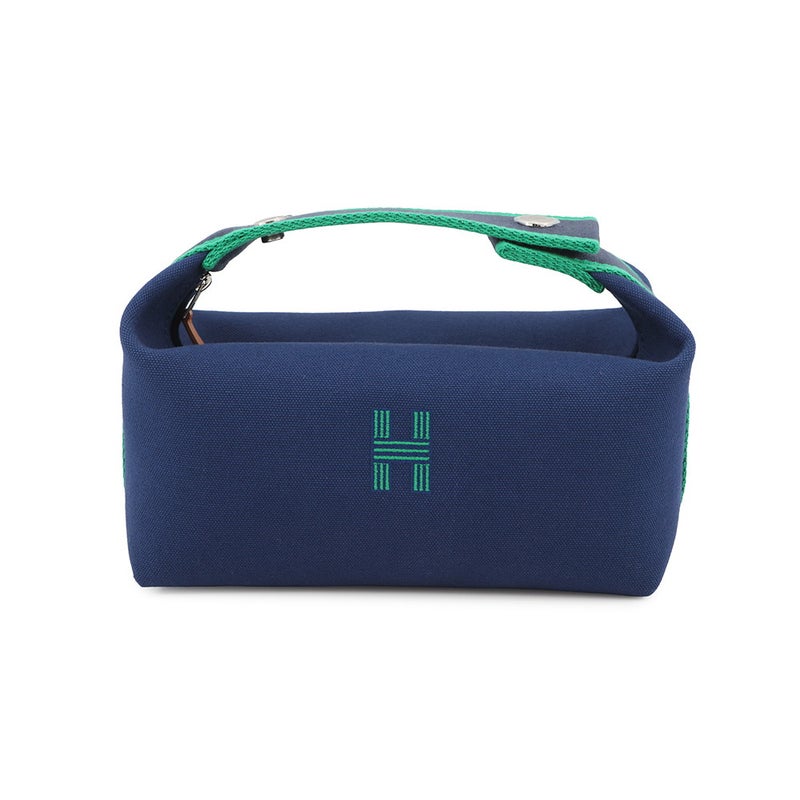 エルメス ポーチ ブリッド・ア・ブラックPM マリン/シルバー金具 キャンバス HERMES 小物入れ