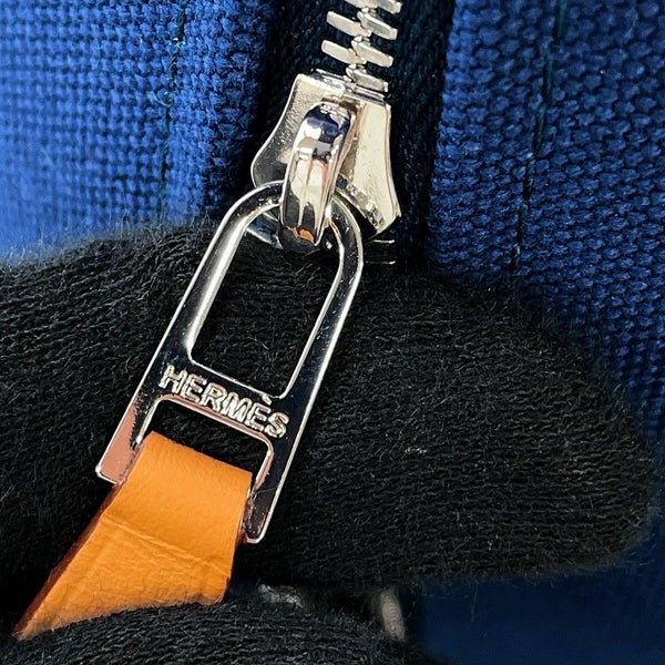 エルメス ポーチ ブリッド・ア・ブラックPM マリン/シルバー金具 キャンバス HERMES 小物入れ