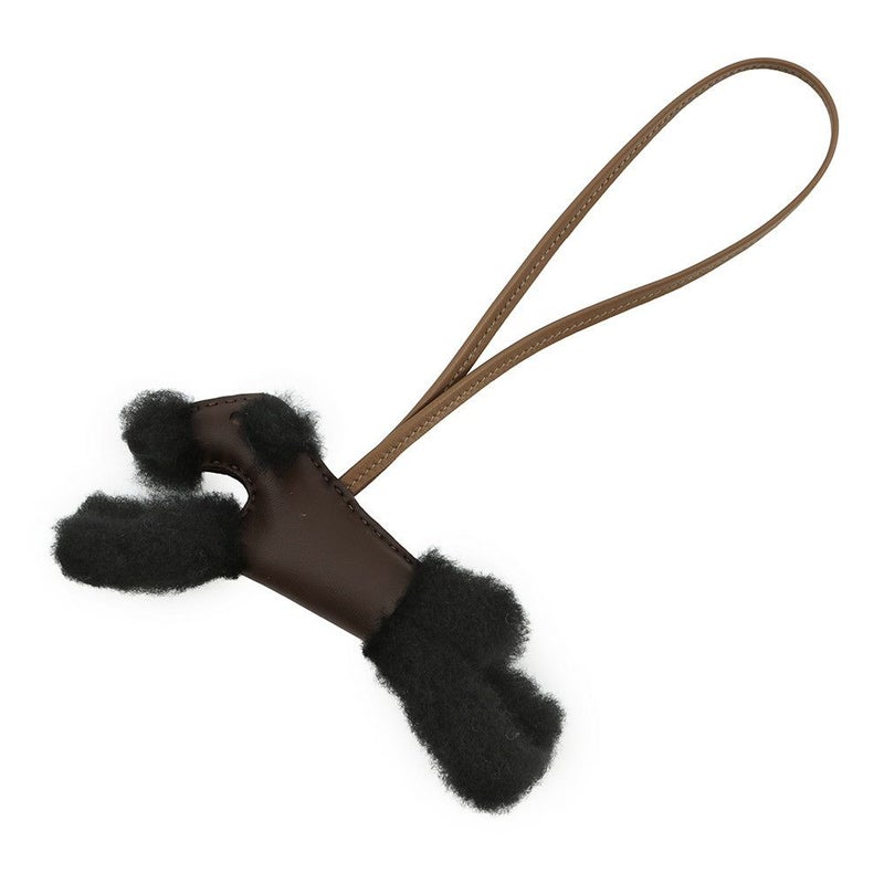 エルメス バッグチャーム バディ ショコラ/ブラック/エトゥープ ラムスキン/ムートン W刻印