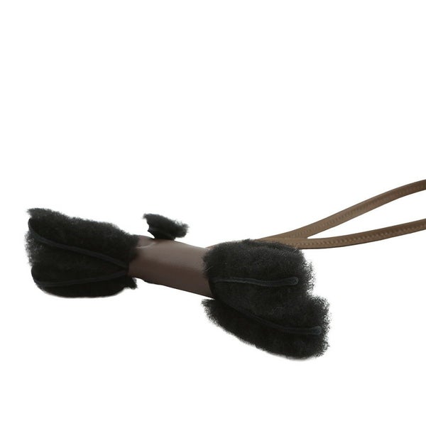 エルメス バッグチャーム バディ ショコラ/ブラック/エトゥープ ラムスキン/ムートン W刻印