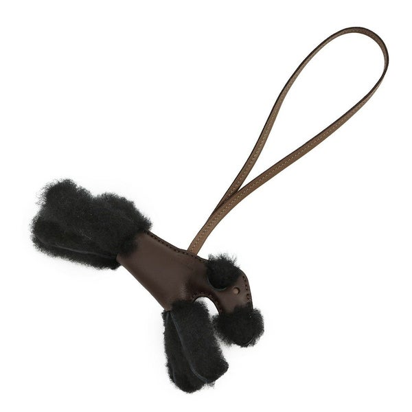 エルメス バッグチャーム バディ ショコラ/ブラック/エトゥープ ラムスキン/ムートン W刻印