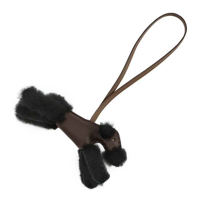 エルメス バッグチャーム バディ ショコラ/ブラック/エトゥープ ラムスキン/ムートン W刻印