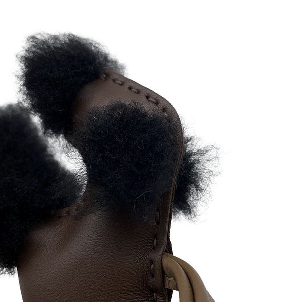 エルメス バッグチャーム バディ ショコラ/ブラック/エトゥープ ラムスキン/ムートン W刻印